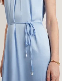 Satin Gathered Neck Maxi Dress