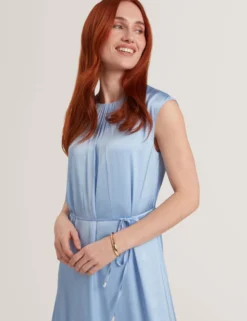 Satin Gathered Neck Maxi Dress