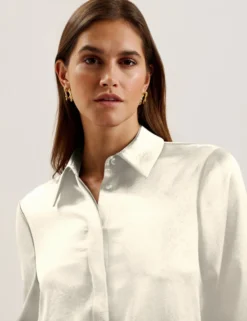 Satin Longline Covered Placket Blouse