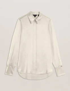 Satin Longline Covered Placket Blouse