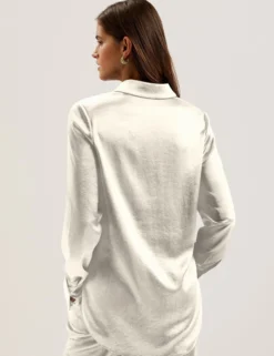 Satin Longline Covered Placket Blouse