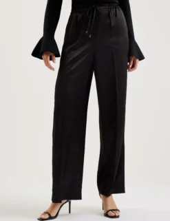 Satin Wide Leg Drawstring Joggers