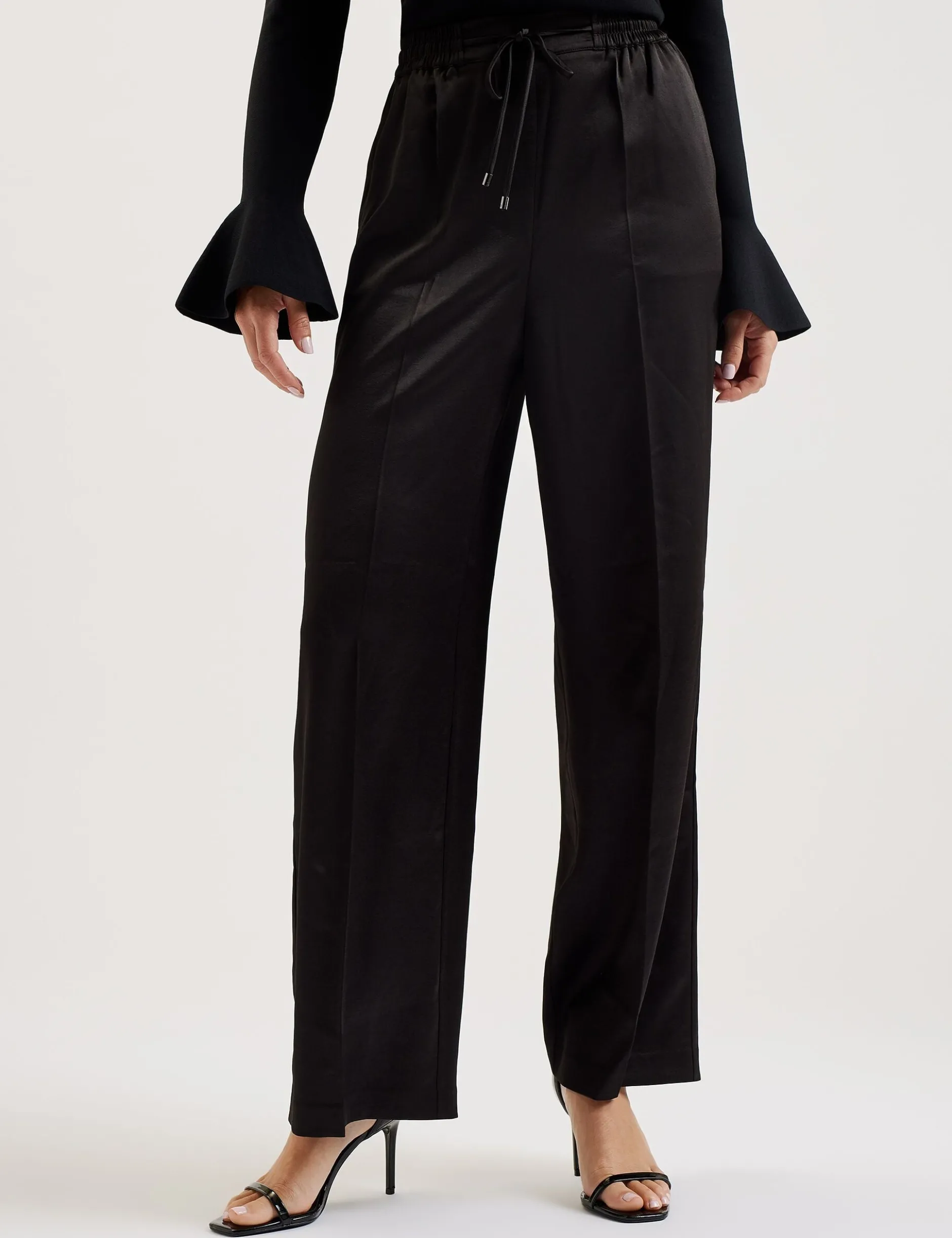 Satin Wide Leg Drawstring Joggers