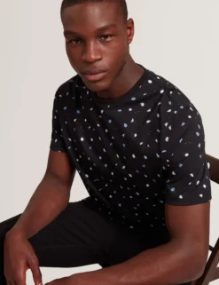 Scattered Floral Print Crew Neck T-Shirt