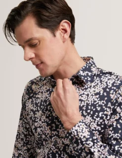 Scattered Petal Slim Long Sleeve Shirt