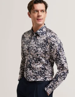 Scattered Petal Slim Long Sleeve Shirt