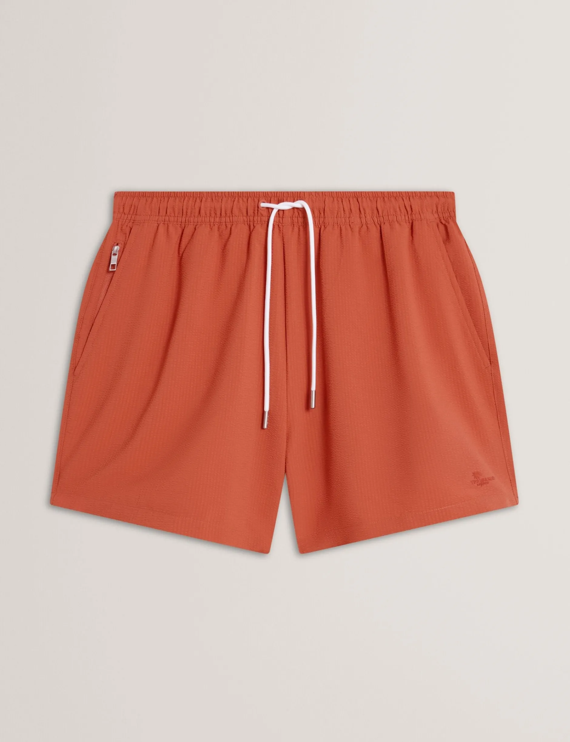 Seersucker Mid-Length Swim Shorts