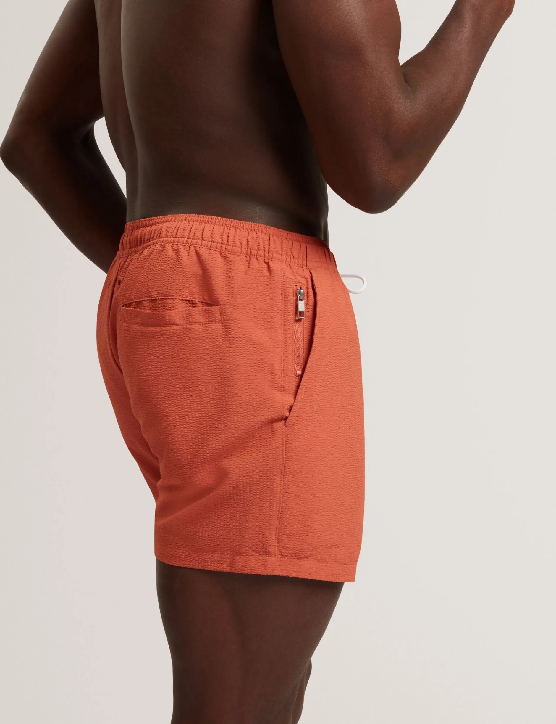 Seersucker Mid-Length Swim Shorts