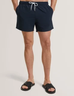 Seersucker Mid-Length Swim Shorts