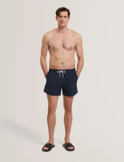 Seersucker Mid-Length Swim Shorts