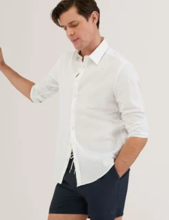 Seersucker Mid-Length Swim Shorts
