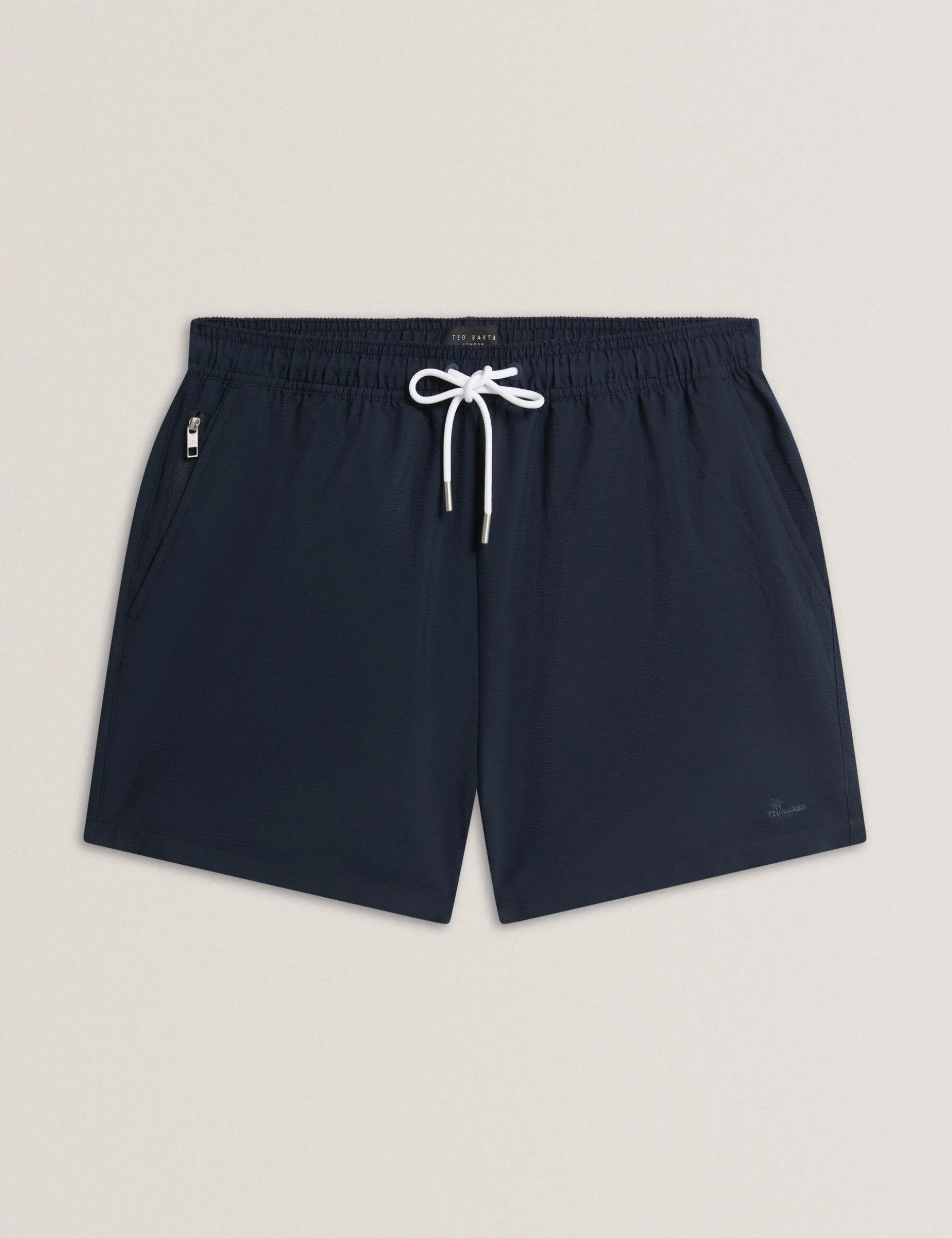 Seersucker Mid-Length Swim Shorts