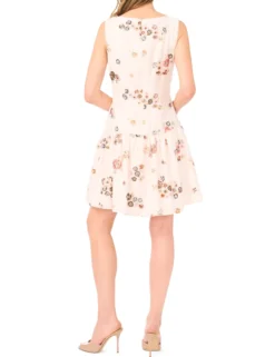 Sequin Floral Drop Waist Mini Dress