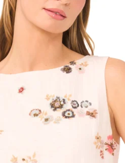 Sequin Floral Drop Waist Mini Dress