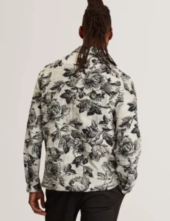 Shaded Floral Print Jacquard Overshirt