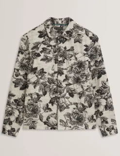 Shaded Floral Print Jacquard Overshirt