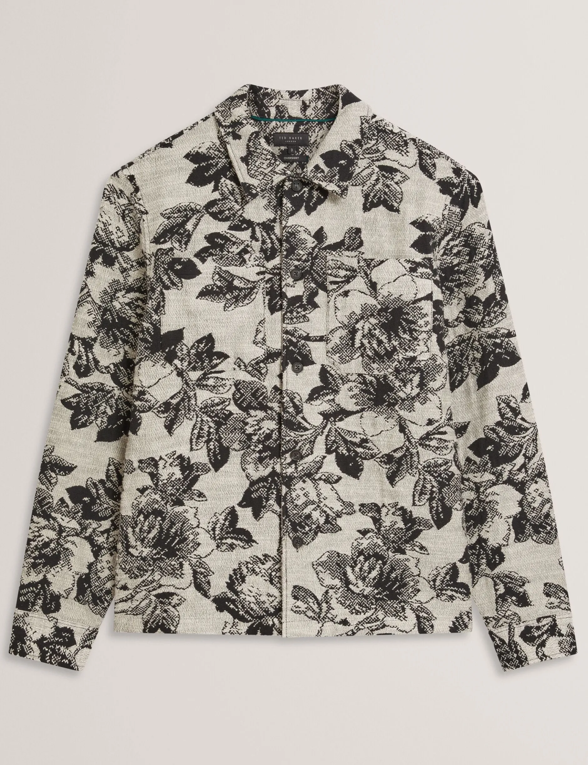 Shaded Floral Print Jacquard Overshirt