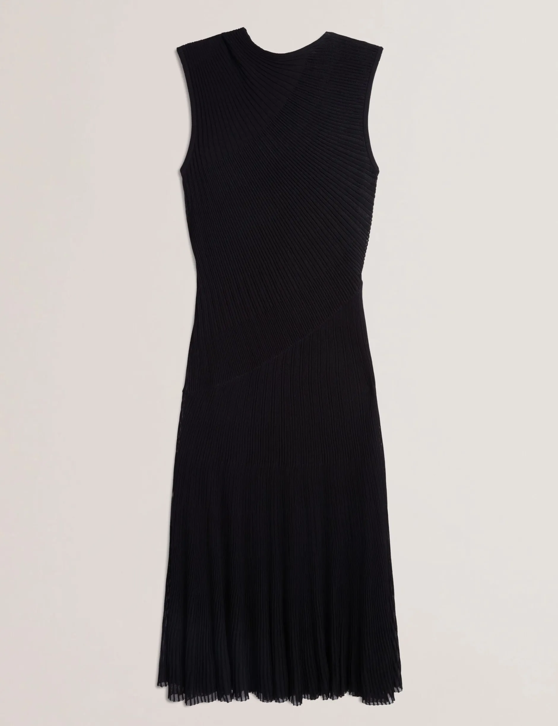 Sheer Detail Textured Knit Midaxi Dress