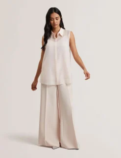 Sheer Organza Longline Sleeveless Blouse