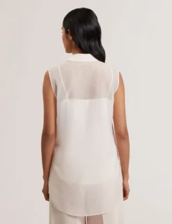Sheer Organza Longline Sleeveless Blouse
