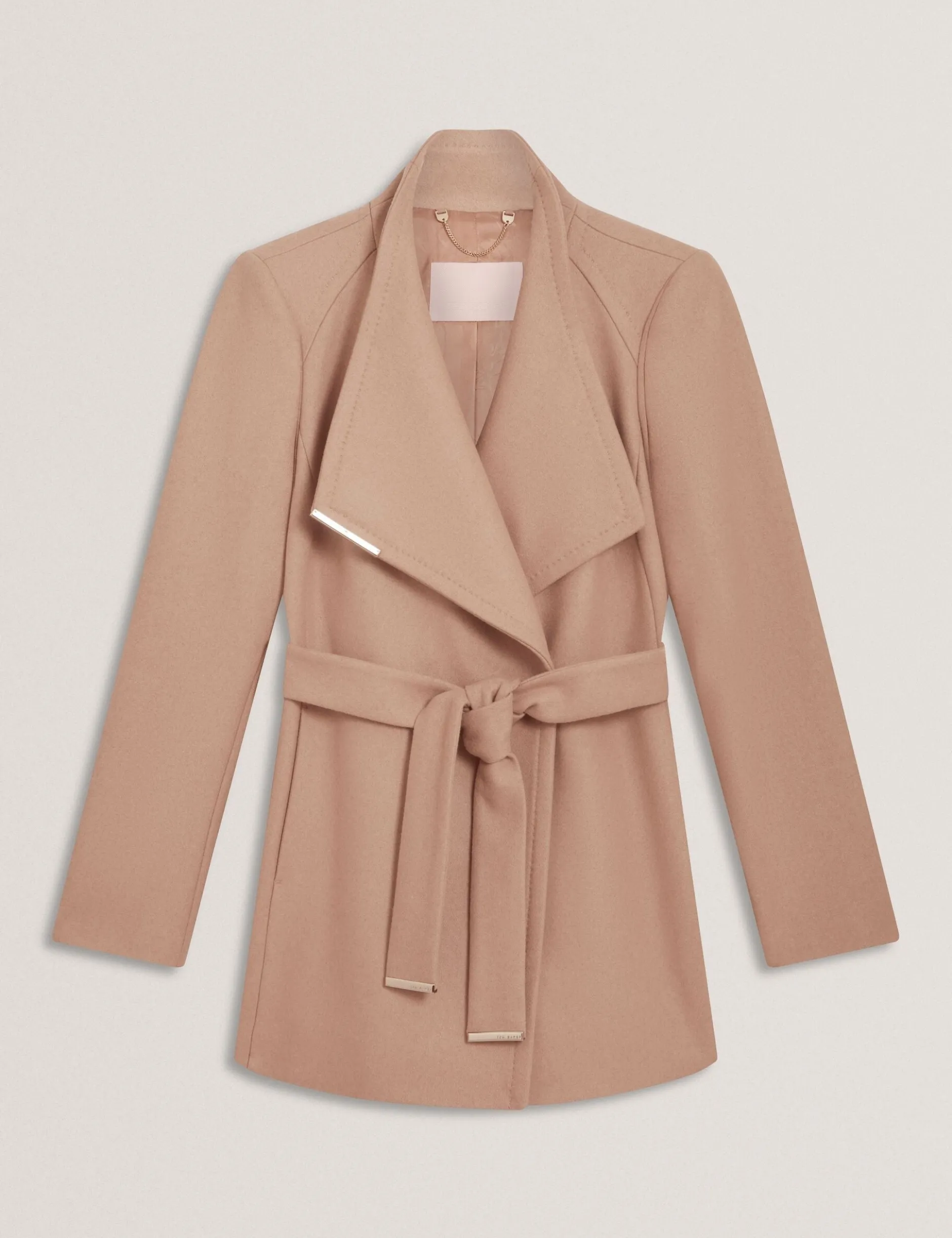 Short Belted Wool Wrap Coat