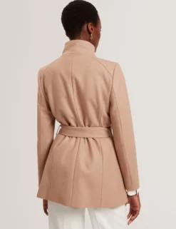 Short Belted Wool Wrap Coat