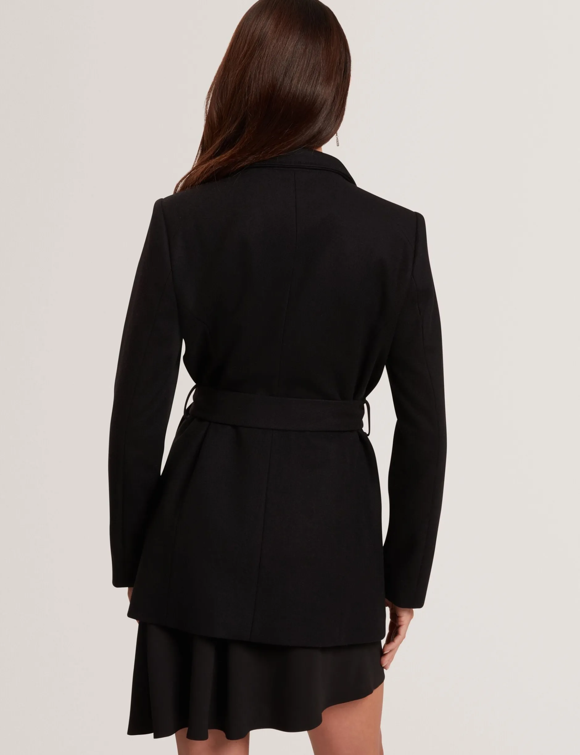 Short Belted Wool Wrap Coat