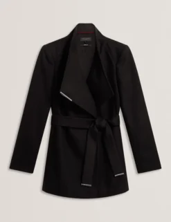 Short Belted Wool Wrap Coat