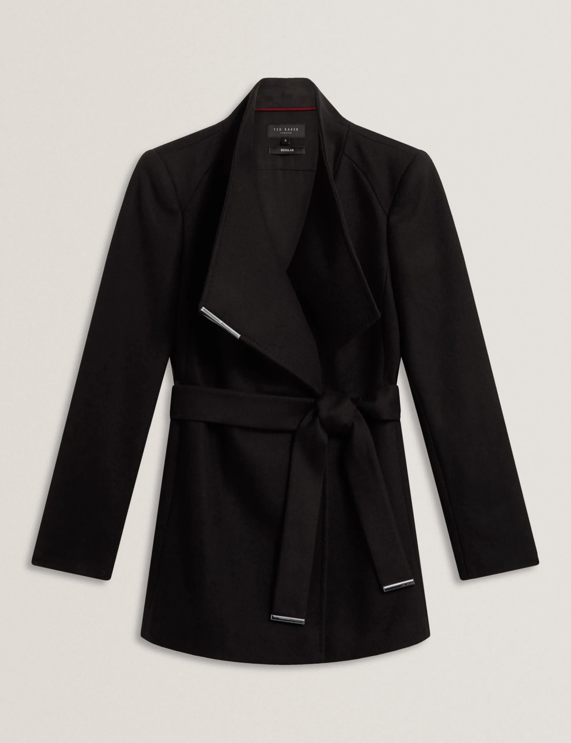 Short Belted Wool Wrap Coat
