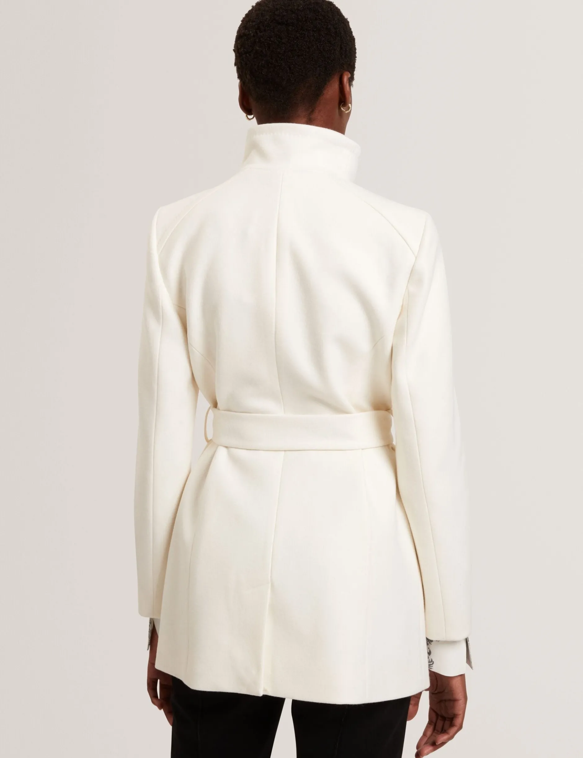 Short Belted Wool Wrap Coat