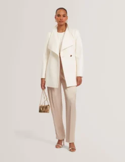 Short Belted Wool Wrap Coat