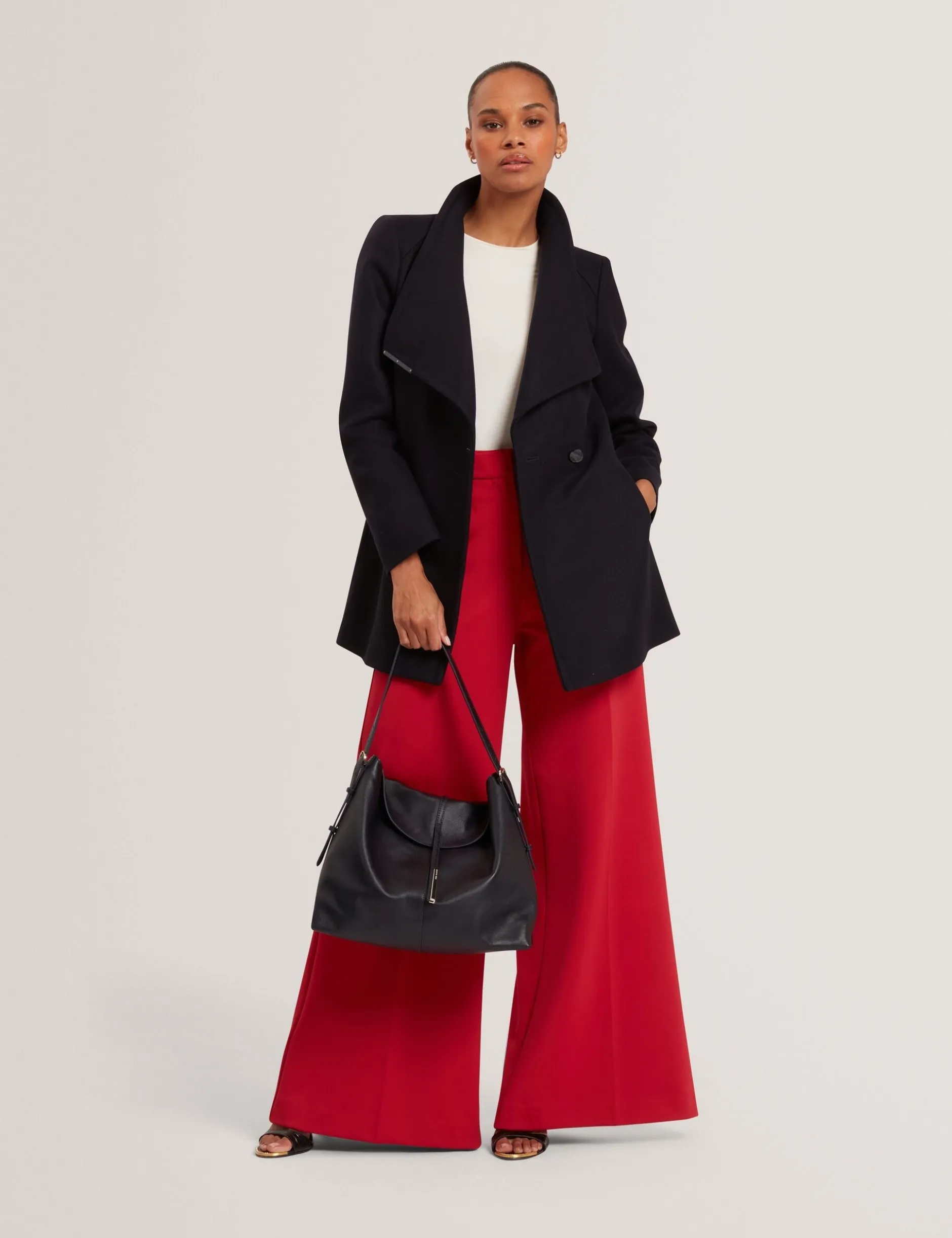 Short Belted Wool Wrap Coat