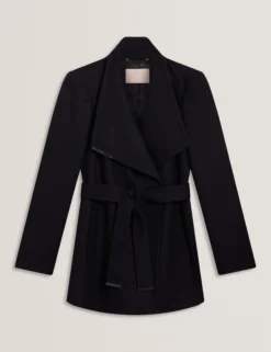 Short Belted Wool Wrap Coat