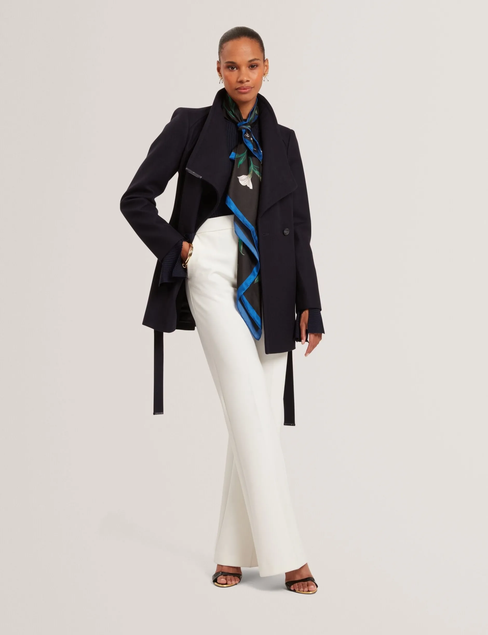Short Belted Wool Wrap Coat