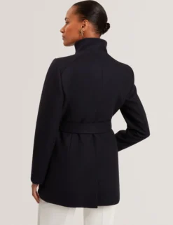 Short Belted Wool Wrap Coat