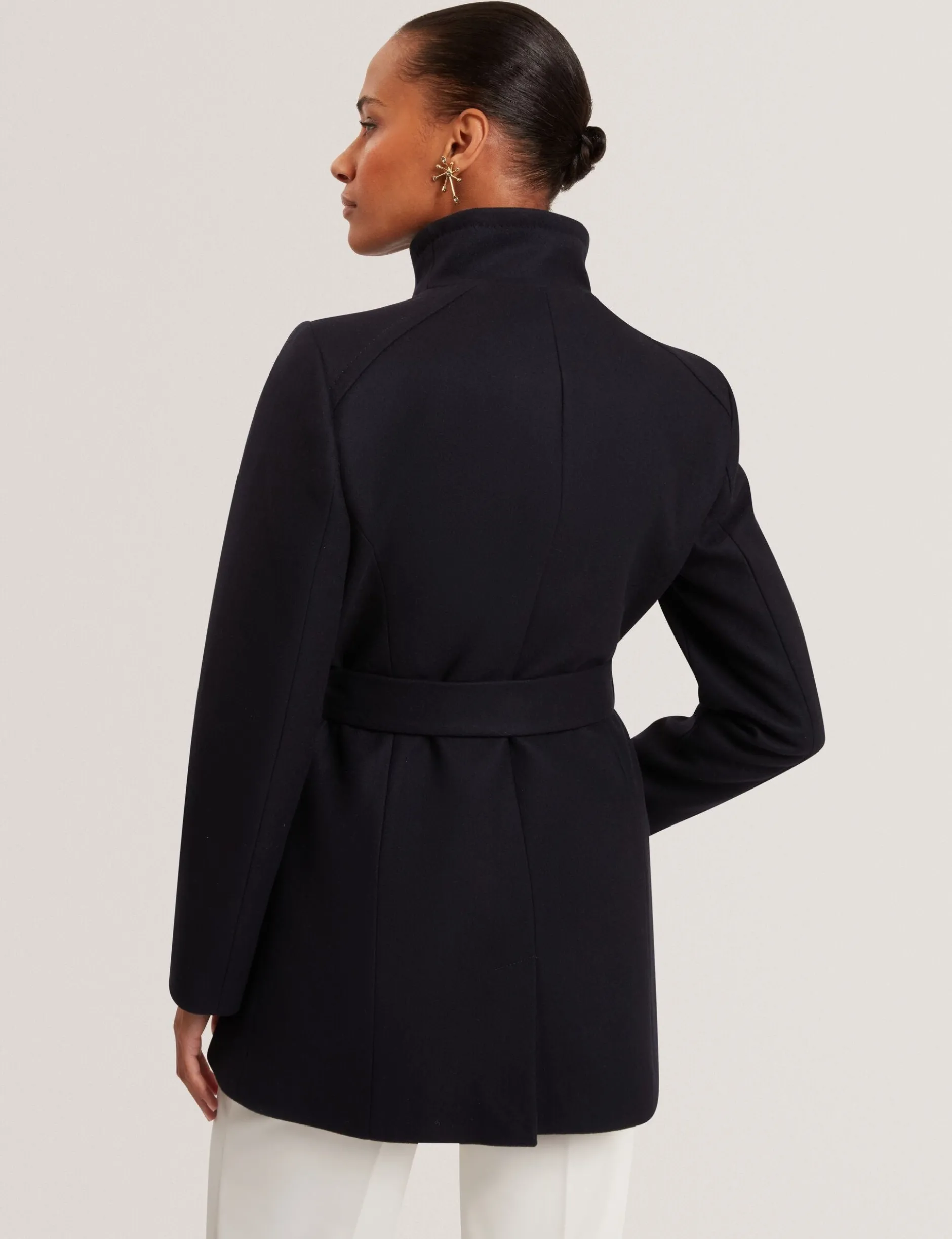 Short Belted Wool Wrap Coat
