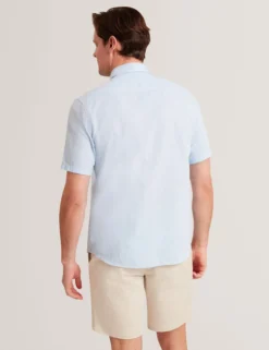 Short Sleeve Linen Cotton Woven Shirt