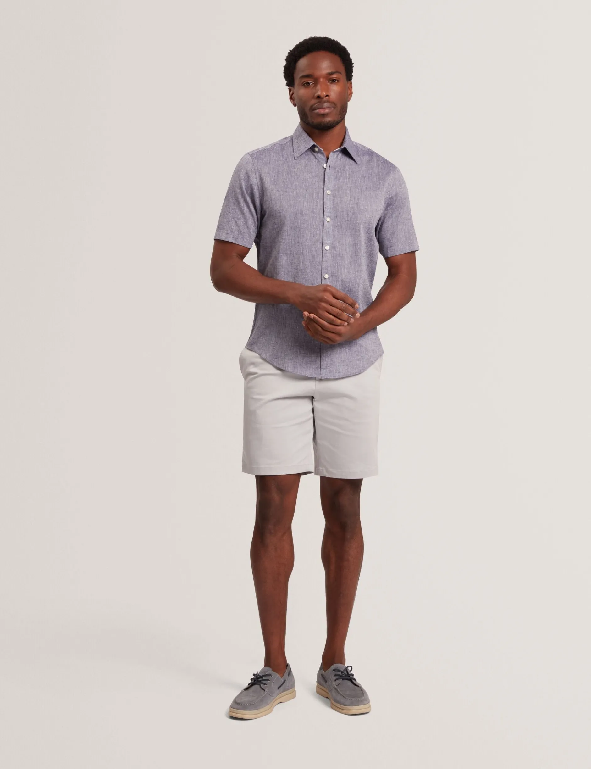 Short Sleeve Linen Cotton Woven Shirt
