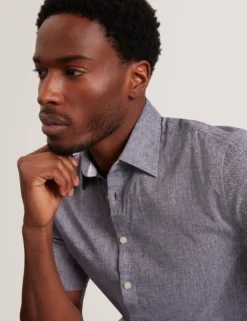 Short Sleeve Linen Cotton Woven Shirt