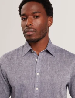 Short Sleeve Linen Cotton Woven Shirt