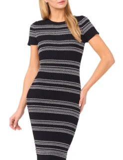 Short Sleeve Maxi Dress With Contrast Stripe