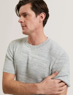 Short Sleeve Relaxed Fit Textured Knit T-Shirt