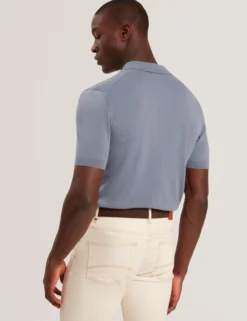 Silk Blend Knit Zip Neck Polo
