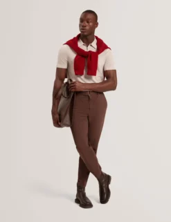 Silk Blend Knit Zip Neck Polo