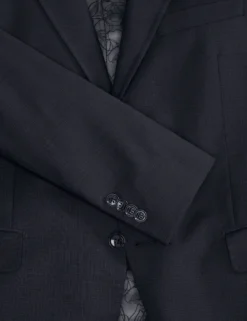 Single Breasted Two Button Notch Fully Fashioned Grid Suit Jacket