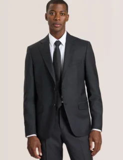 Single Breasted Two Button Notch Fully Fashioned Grid Suit Jacket