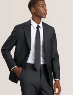 Single Breasted Two Button Notch Fully Fashioned Grid Suit Jacket
