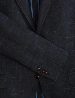 Single Breasted Two Button Notch Patch Pocket Weave Jacket