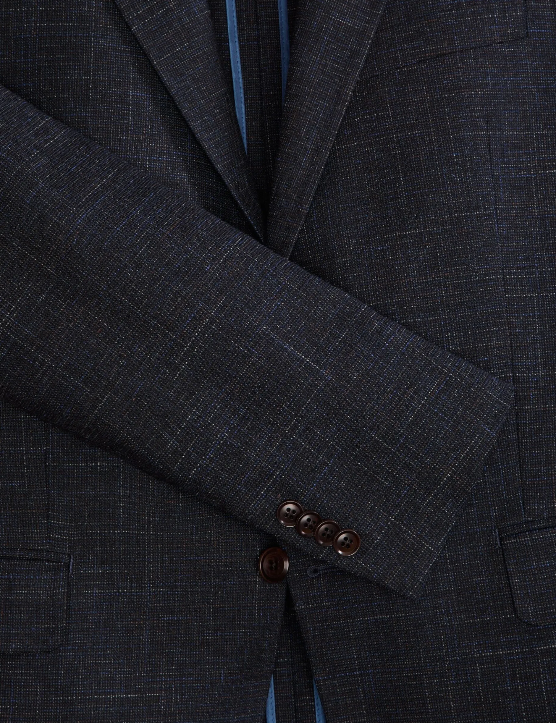 Single Breasted Two Button Notch Patch Pocket Weave Jacket