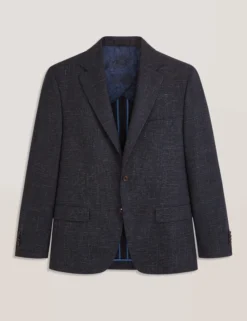 Single Breasted Two Button Notch Patch Pocket Weave Jacket